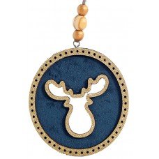 Χριστουγεννιάτικη Βελούδινη Μπάλα Μπλε με Τάρανδο (9cm)